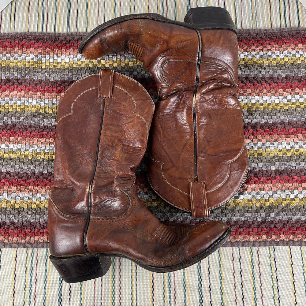 Tony Lama Boots Mens Size 13 Brown Leather Western Cowboy Style 5084 Pointed Toe
